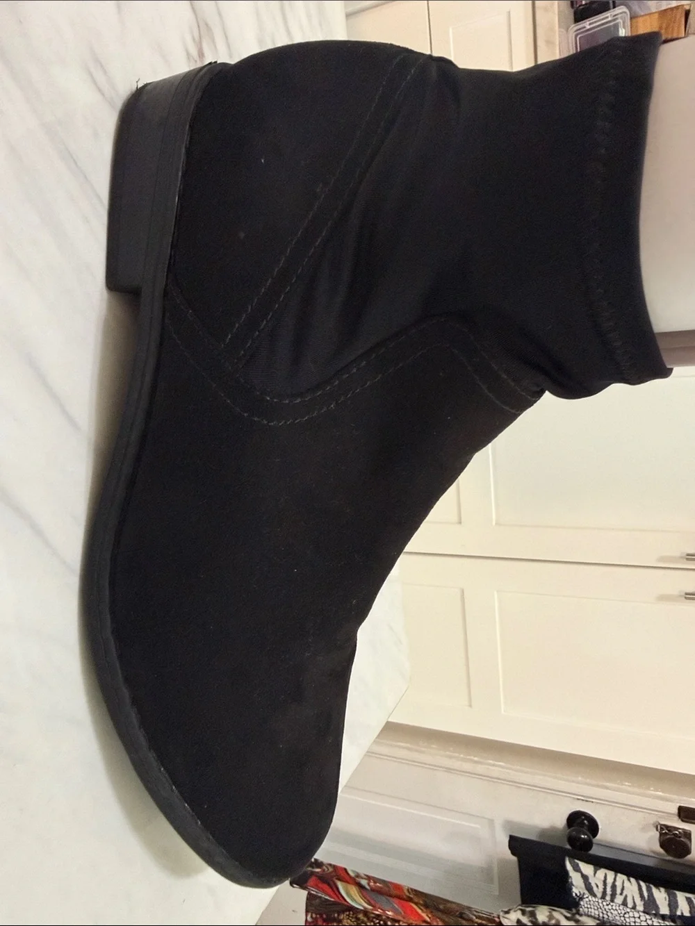 Rocket Dog Black Faux Suede Stretch Ankle Boots Women’s Size 9.5 Pull-On